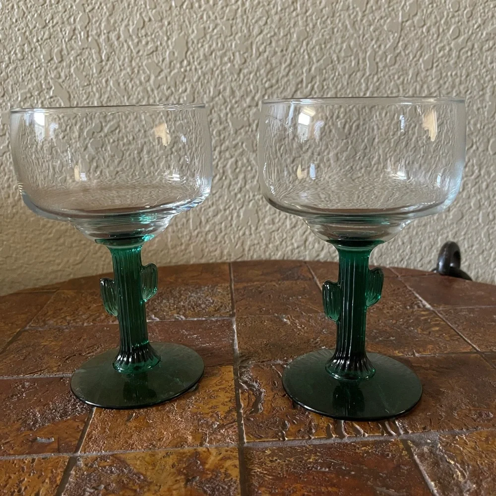 Set of 2 Vintage Cactus Margarita Glasses - Picture 5 of 15
